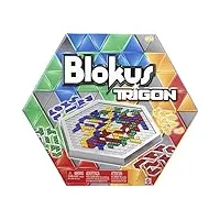 mattel games blokus trigon, jeu de société et de stratégie avec des pièces triangulaires, 2 à 4 joueurs, dès 7 ans, jeu original, pour les amateurs de jeux de stratégie