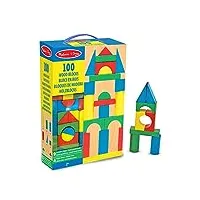 melissa & doug blocs de construction en bois, jouet Éducatif pour les enfants, 100 blocs colorés de formes et tailles différentes, jeux d'éveil, cadeau pour garçons et filles de 3 4 5 6 7 ans