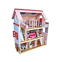 kidkraft maison de poupée chelsea en bois incluant accessoires et mobilier, 3 Étages de jeu, pour mini poupées de 12 cm, jouet enfant dès 3 ans, 65054, exclusivité sur amazon