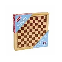jeujura - plateau pour jeux de dames et d'echecs - jeux de société - pions en bois - 32 pour les échecs et 40 dames - coffret en bois - a partir de 5 ans - fabriqué en france - 8133