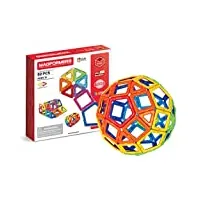 magformers 62-piece magnetic building blocks tiles toy. magnetic stem toy with squares, triangles, pentagons with sealed magnets that rotate. used in schools for maths and geometry.