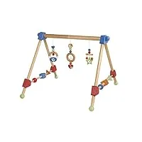 roba portique d'Éveil en bois pour bébé - jouet d'activité avec 3 pendentifs - arche de jeux solide - multicolore