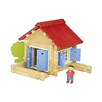 jeujura - 8031- jeux de construction-la maison en bois - 70 pieces