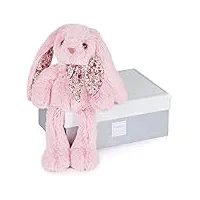 histoire d'ours - peluche lapin rose - copains calins - boîte cadeau - taille 25 cm - douce et mignonne - doudou idée cadeau de naissance, noël ou anniversaire pour bébé ou enfants - ho2434
