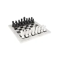 radicaln jeu d'échecs en marbre blanc et noir fait à la main pour adultes – meilleur jeu d'échecs de voyage pour 2 joueurs – 1 échiquier et 32 ​​pièces d'échecs – jeux de plein air