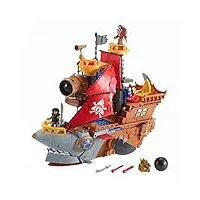 fisher-price imaginext le bateau pirate-requin, 2 figurines de pirates, 4 projectiles/accessoires inclus, jouet pour enfant de 3 à 8 ans 1 boîte