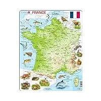 larsen k49 carte physique france, édition français, puzzle cadre avec de 60 pièces