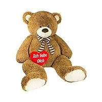 brubaker ours en peluche géant xxl 150 cm marron avec un cœur en peluche « ich liebe dich ».