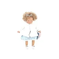 vilac- minette louisa-jouet en vinyle et tissu-poupée avec vêtements à motifs fleurs-27 cm-boite se transforme en lit pour les enfants-À partir de 3 ans, petitcollin622706