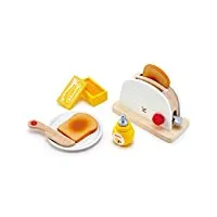 hape grille pain enfant - jeu d'imitation petit dejeuner - enfants de 3 ans et plus - accessoires cuisine enfant réalistes - matériaux Écoresponsables - grille pain, tartines de pain , beurre