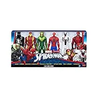 pack coffret 6 figurines spider-man, vautour, shocker, anti-venom, agent venom & carnage - série héros titan