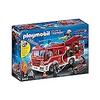 playmobil 9464 fourgon d'intervention des pompiers - city action - avec deux personnages et un véhicule qui comprend un canon à eau fonctionnel, module lumineux et sonore - ville & métiers - dès 4 ans
