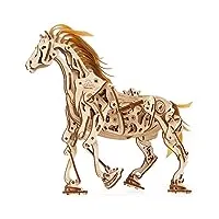 ugears cheval qui marche tout seul - 3d puzzle a encastrement adulte en bois - miniature mécanique en bois - kit a construire complet pour adultes et enfants