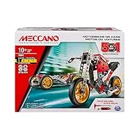 meccano - voiture et moto 5 modÈles - coffret inventions avec 132 pièces et 2 outils - jeu de construction - 5 modèles différents de véhicules à construire - 6053371 - jouet enfant 10 ans et +