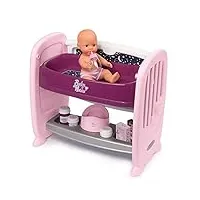 smoby - baby nurse - co dodo 2 en 1 - lit cododo + table à langer - pour poupons et poupées - 14 accessoires inclus + 1 poupon fonction pipi - 220353