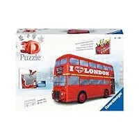 ravensburger - puzzle 3d véhicules - bus londonien - a partir de 8 ans - 108 pièces numérotées à assembler sans colle - accessoires de finition inclus - 12534