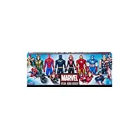 hasbro marvel avengers titan hero series - multipack de 7 figurines, 5 accessoires, captain america, black panther, black widow, loki, thor, iron man et spider-man