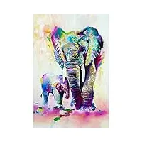 buhoet puzzle 1000 pièces coloré éléphant et bébé éléphant - kit de bricolage en bois moderne pour décoration d'intérieur - cadeau unique