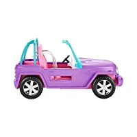 barbie voiture buggy décapotable, véhicule tout-terrain violet, bleu et rose, jouet pour enfant, gmt46