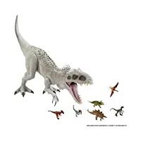 jurassic world grande figurine de dinosaure super colossal indominus rex avec pattes et mâchoire articulées, jouet pour enfant, gph95