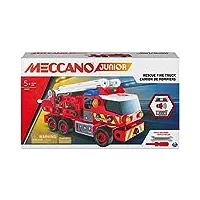 meccano - camion de pompiers junior - jeu de construction avec sons, lumières et outils - camion de pompiers de 150 pièces - jouet enfant 5 ans et + - fabriqué en france