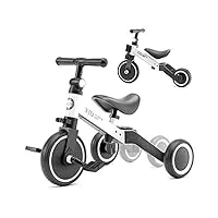 xjd 3 en 1 vélo draisienne tricycle pour enfants de 1-3 ans premier vélo d'entraînement d'Équilibre véhicule avec pédale cadeau pour filles garçons léger (blanc, tricycle)