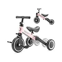 xjd 3 en 1 vélo draisienne tricycle pour enfants de 1-3 ans premier vélo d'entraînement d'Équilibre véhicule avec pédale cadeau pour filles garçons léger (rose, tricycle)