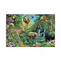 jw-mzpt puzzle animaux jungle, cartoon puzzle décompression jouet créatif cadeau puzzle en bois,4000pieces