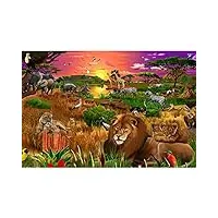 jw-mzpt jigsaw bois, anime paysage décompression jouet éducatif porche peinture décoration, puzzle animaux forêt,6000pieces