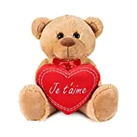 brubaker - peluche douce - ours/nounours avec cœur 'je t'aime' - 35 cm - brun clair