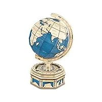 globe terrestre rotatif surdimensionné - puzzle 3d mécanique en bois rokr