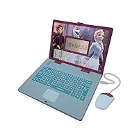 lexibook - disney frozen 2 - ordinateur portable éducatif et bilingue espagnol/anglais - jouet pour filles avec 124 activités d'apprentissage, jeux et musique avec elsa et anna - bleu/violet