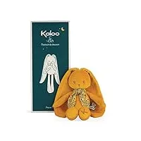 kaloo - lapinoo - pantin lapin - peluche bébé bi-matières jersey et tricot - 25 cm - couleur ocre - matières très douces - boîte cadeau - dès la naissance, k969943