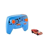 hot wheels rc voiture télécommandée rodger dodger échelle 1:64 compatible avec les circuits et pistes orange, jouet pour enfant dès 5 ans, gwb73
