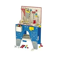 leomark petit mécanicien pour enfants - l'atelier de monsieur jean - jouet bricolage, jeu d'imitation, plan de travail avec kit d'outils, le fun intellectuel, etabli à monter en bois, hauteur: 80,5cm