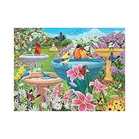 bits and pieces - puzzle de 500 pièces pour adultes de 45,7 x 61 cm – paradis des bains d'oiseaux – 500 pièces – papillon fleur oiseau spring par l'artiste kathy bambeck