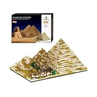 hyzm architecture pyramide degypte jeu de construction, 1456 pièces egypte architecture modèle blocs de construction, non compatible avec lego