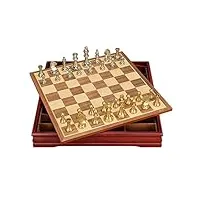 echiquier bois magnetique echecs jeu echec, jeu d'échecs en bois d'échecs classiques en alliage de zinc pièces d'échecs stockage intégré jeux de société professionnels jeu d'échecs cadeau (taille