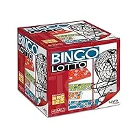 cayro - bingo - + 6 ans - modèle loto - jeu de société amusant - pour enfants et adultes - tambour en métal - comprend 48 cartes - pour 2 à 8 joueurs