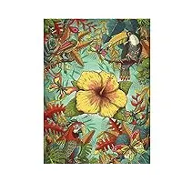 grand puzzle en bois pour adulte, motif oiseaux, fleurs, animaux et plantes colorés, 5000 pièces