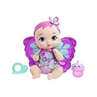 my garden baby poupon bébé papillon boit et fait pipi 30 cm rose avec couche, vêtements et ailes amovibles, poupée pour enfant dès 3 ans, gyp10