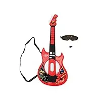 lexibook miraculous guitare électronique lumineuse avec micro, lunettes avec microphone, mélodies, 2 modes de jeu, prise pour mp3, noir/rouge, k260mi
