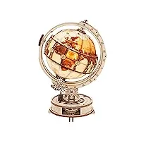 rokr maquette bois puzzle bois 3d globe lumineux adulte construction adulte, 180 pièces, luminous globe