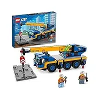 lego city mobile crane 60324 kit de construction,comprend des figurines conducteur et ouvrier,pour garçons et filles à partir de 7 ans (340 pièces)