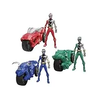 power rangers dino fury rip n go battle rider lot de 3 figurines et dino fury red ranger, green ranger, blue ranger, 15,2 cm (exclusivité amazon)
