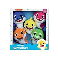 jemini 024073 baby shark coffret famille 5 peluches +/- 15cm baby shark, papa, maman, papy et mamy multicolore
