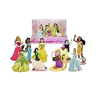 disney store coffret de figurines pour enfants des princesses disney, 9 pièces, incluant les figurines moulées tiana, belle, jasmine, blanche-neige, cendrillon, aurore et plus encore
