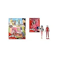 bandai - miraculous - la chambre de marinette-univers de jeu compatible avec les poupées 26 cm + poupée et ses deux tenues - ladybug et marinette - poupée mannequin articulée 26 cm et ses deux tenues