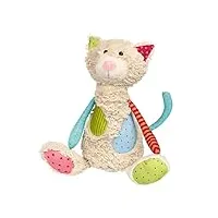 sigikid 42842 peluche chat patchwork sweety doudou à jouer & doudou en mélange de matériaux doux pour bébés et enfants, garçons et filles de 0 mois à 8 ans multicolore/chat 30 cm