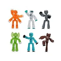 zing stikbot monster loup-garou et cyborg pack de 6 figurines stikbot à collectionner monster animation stop motion, idéales pour les enfants à partir de 4 ans